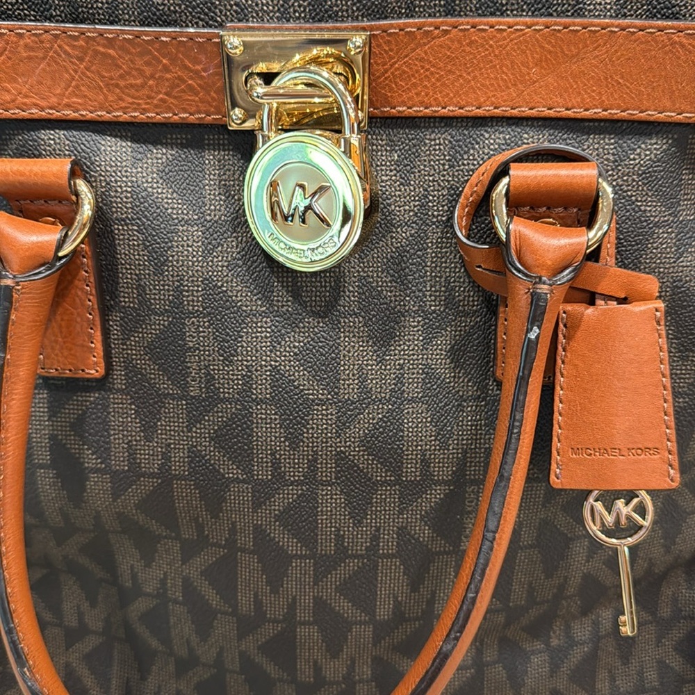 Michael Michael Kors large Hamilton Brown Signature Tote Bag EUC - Picture 2 of 15